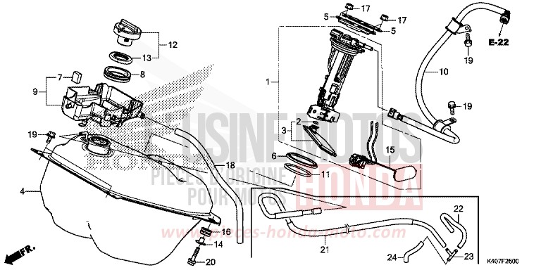 FUEL TANK (NSS125DF/ADF/ADH) for Forza 125 MAT CYNOS GRAY METALLIC (NH312) from 2017